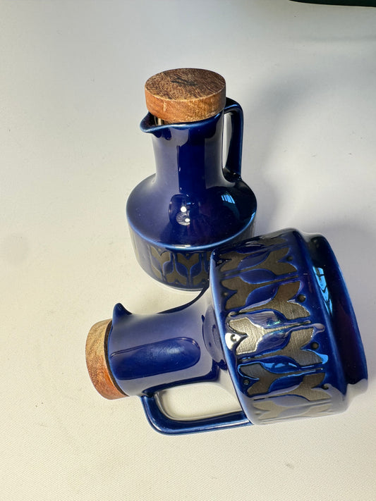 Hornsea Heirloom Navy Blue Oil & Vinegar Pair | Vintage Retro |