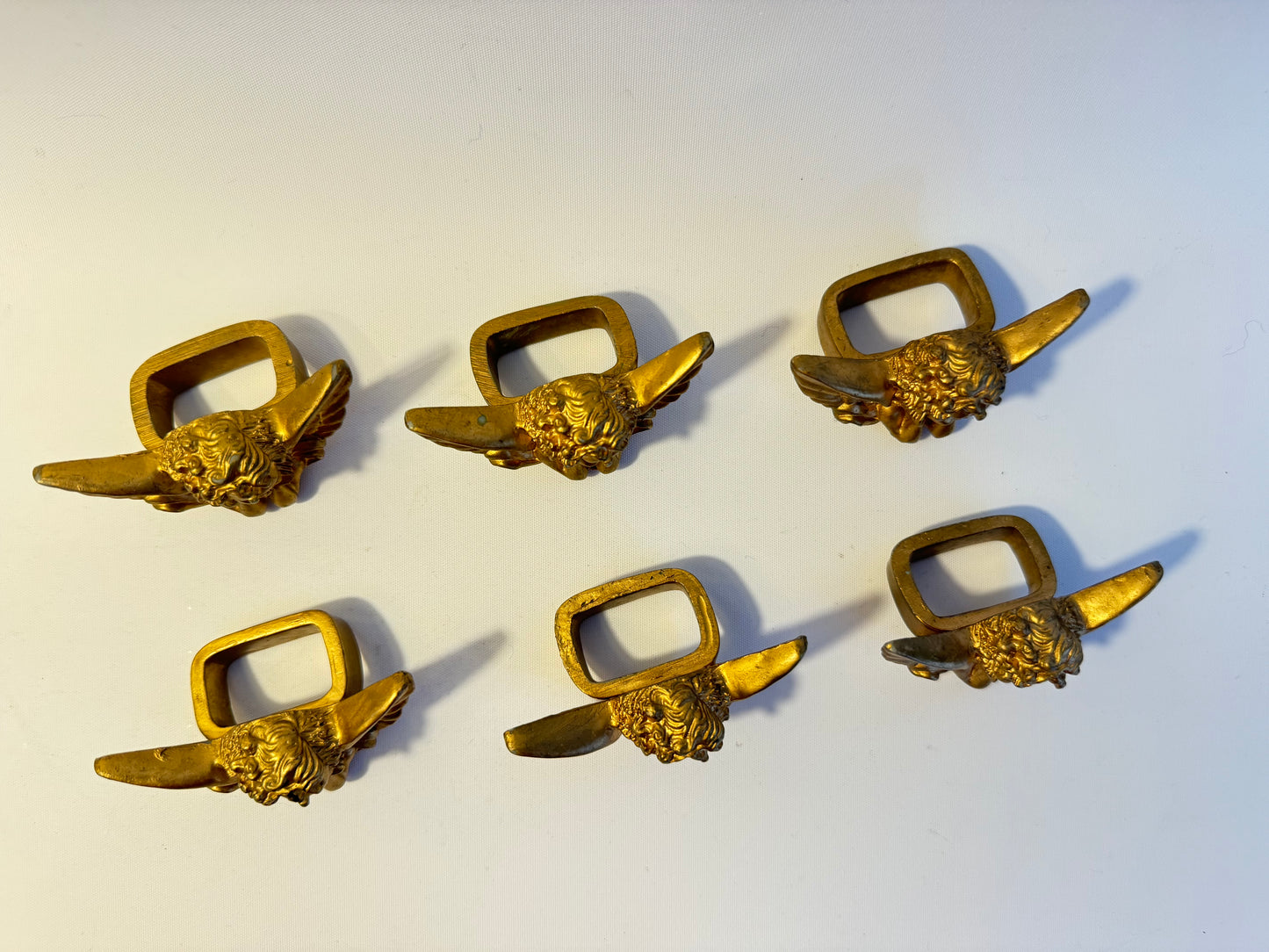 Gold Cherub Napkin Rings | Set of 6 | Vintage Retro Tableware | Dinner Party |