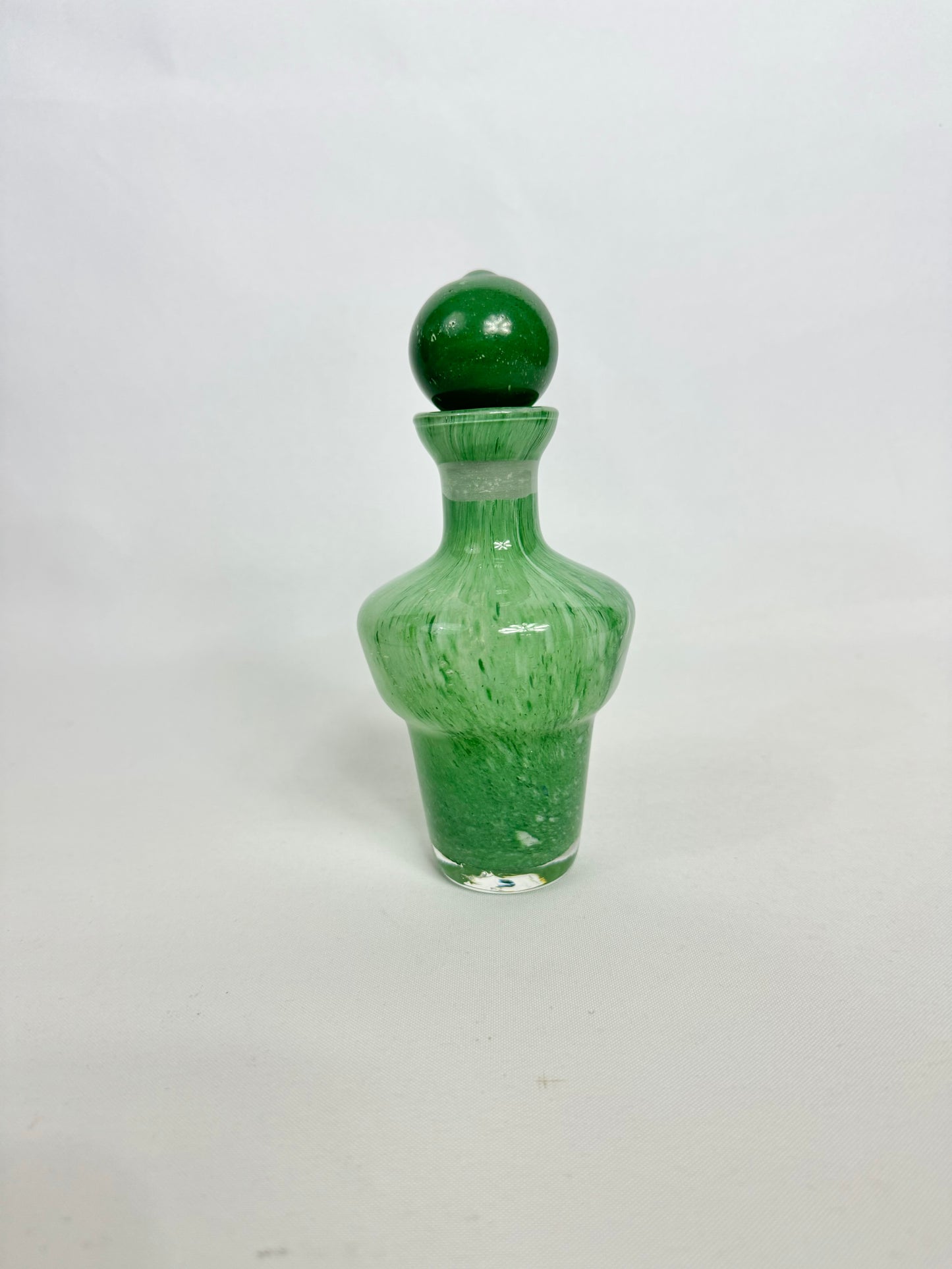 Green Glass Scent/ Perfume Bottle | Mini Decanter | Vintage Antique Retro | Unusual Quirky Unique