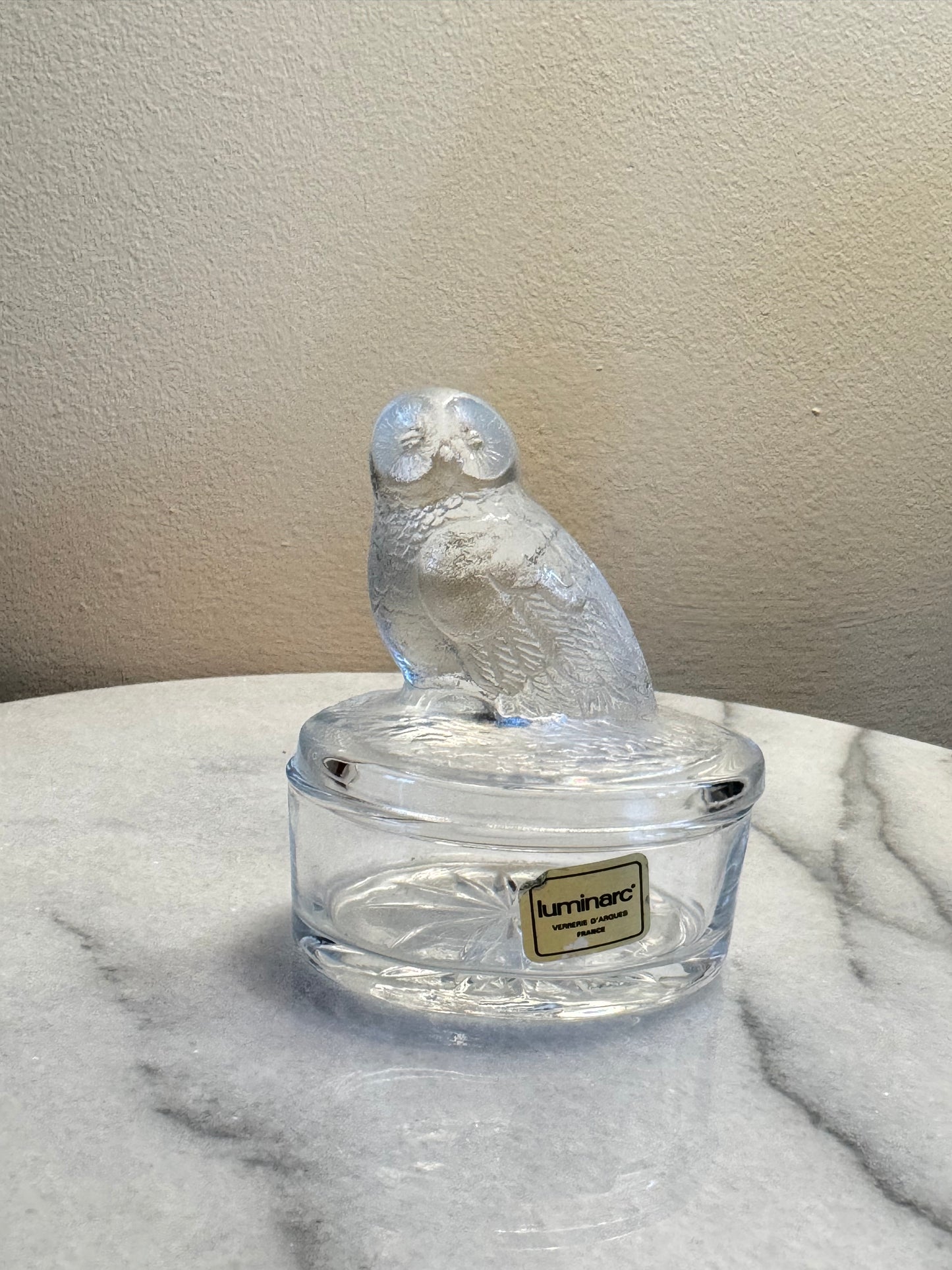 Luminarc France Owl Trinket Pot | Decorative Glass | Made in France | Vintage Retro