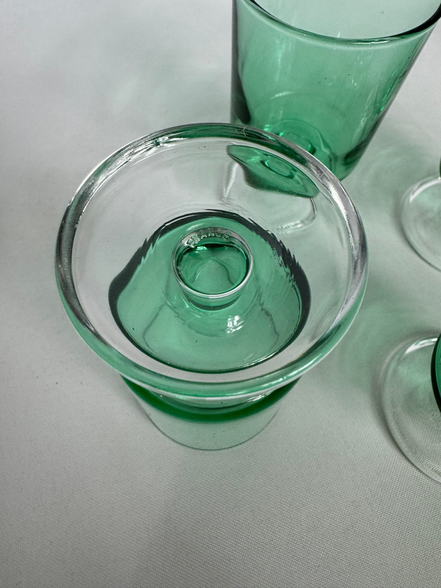 Small Green Luminarc Glasses. Barware | Wine Glass/ Apertivito glass | Vintage Retro