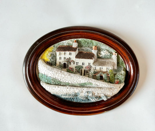 3D Brush Strokes Hand Painted Cottage Seaside Scene Wall Art Plaque | Vintage Retro | Cottagecore