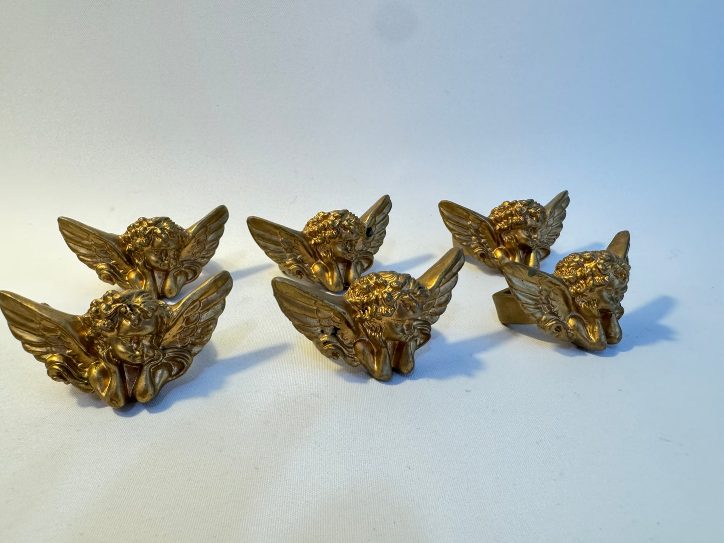 Gold Cherub Napkin Rings | Set of 6 | Vintage Retro Tableware | Dinner Party |