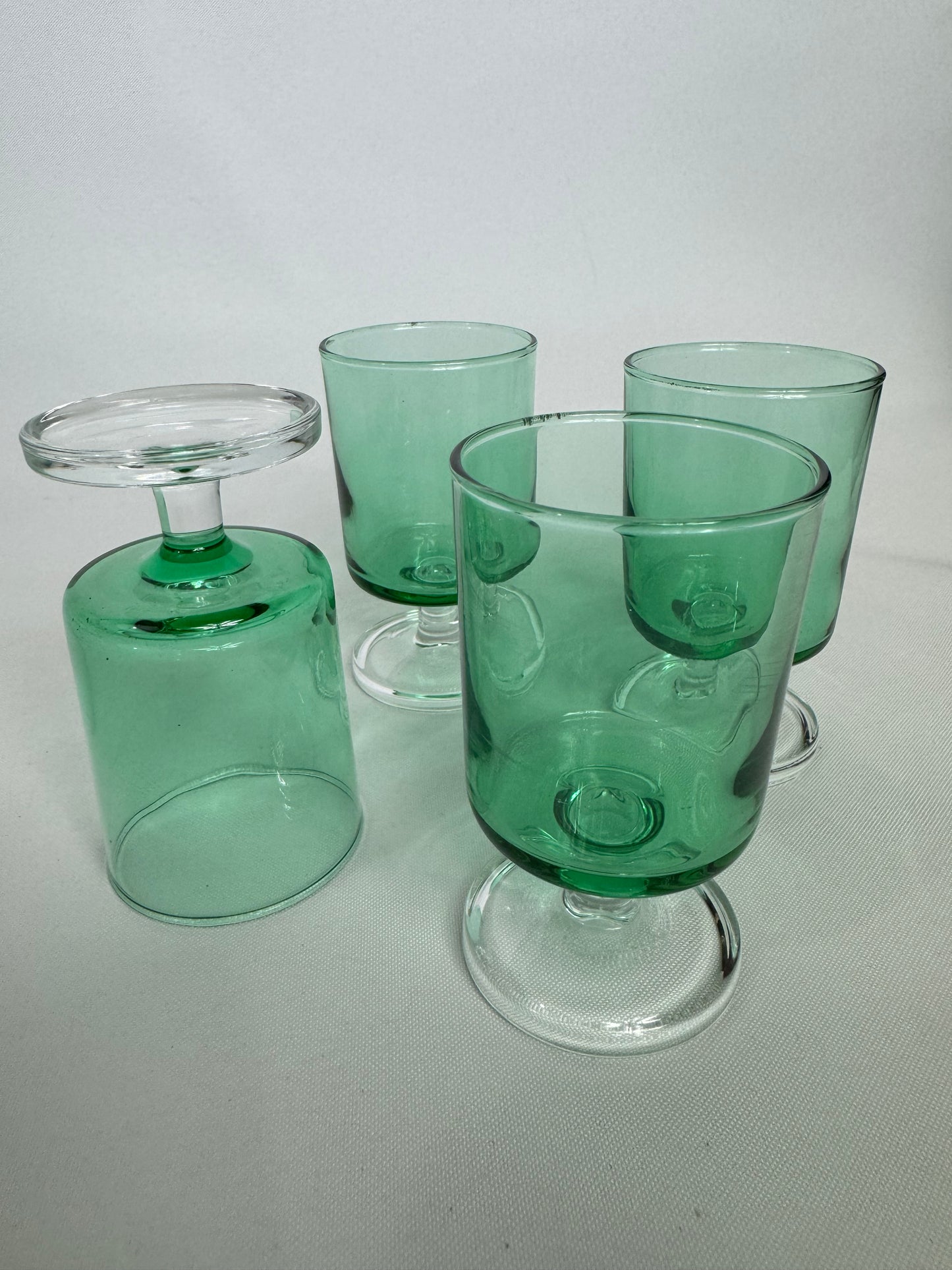 Small Green Luminarc Glasses. Barware | Wine Glass/ Apertivito glass | Vintage Retro