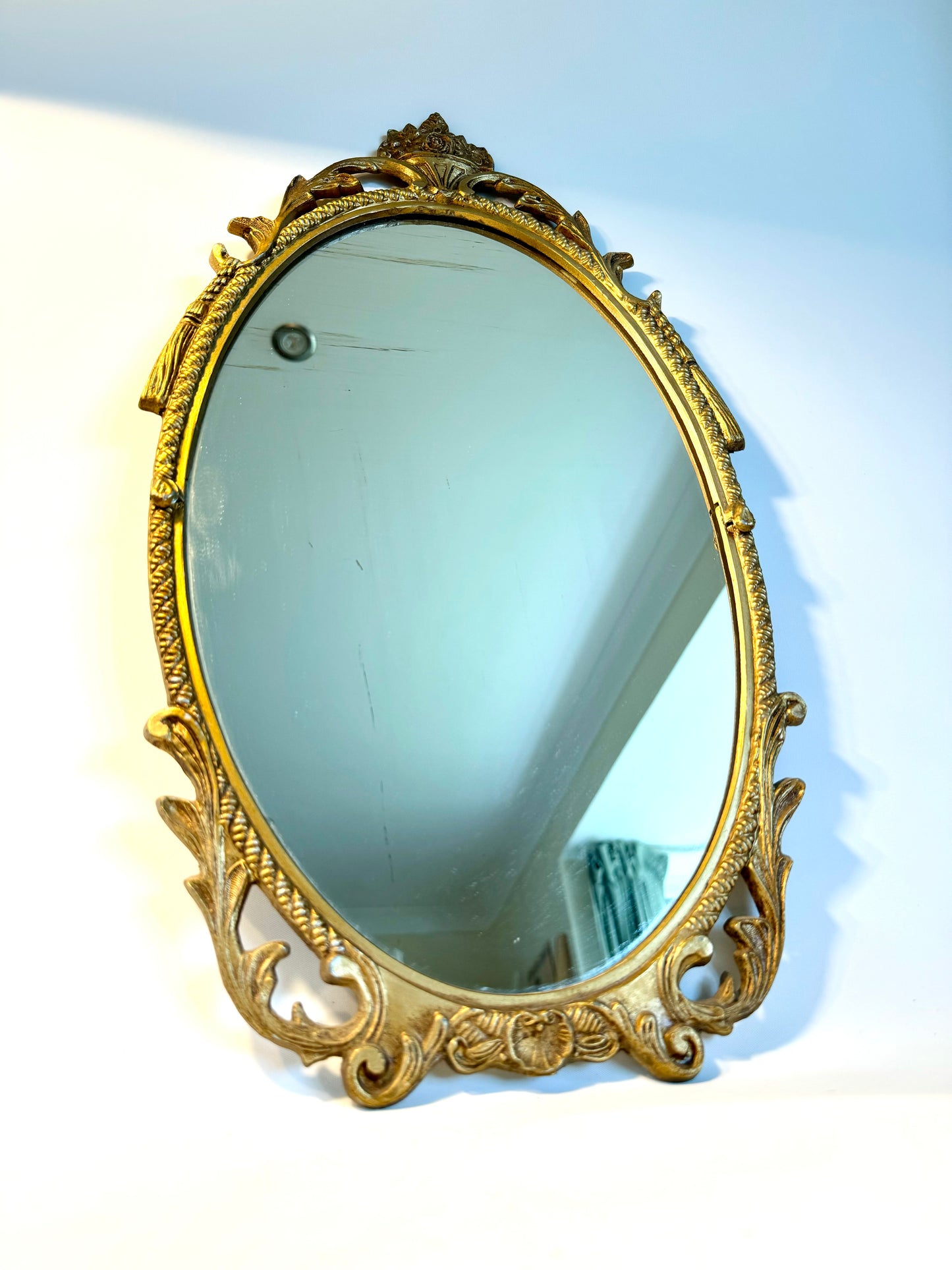 Ornate Gilt Brass Mirror | Made in England | Vintage Antique | Parisian |