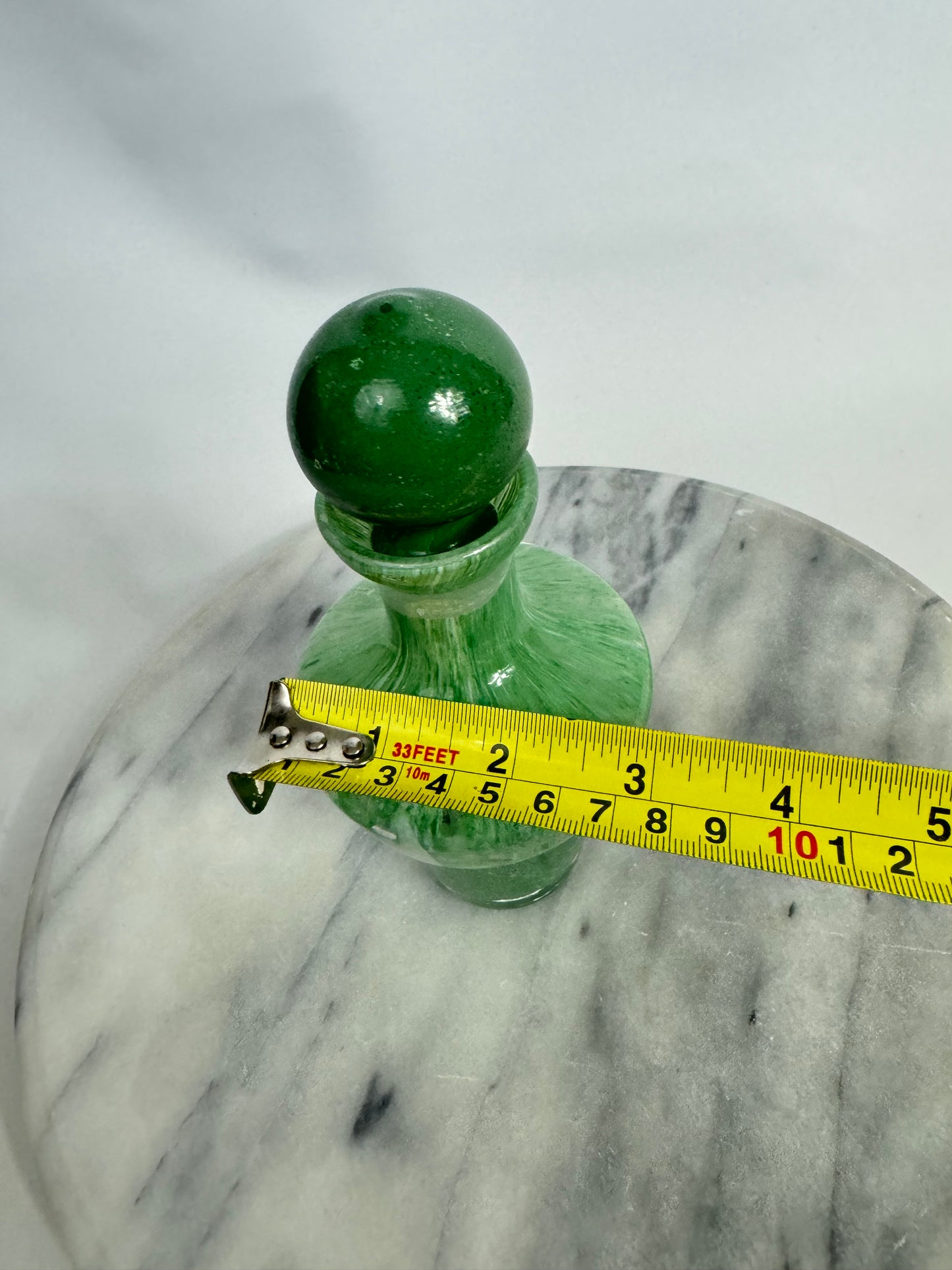 Green Glass Scent/ Perfume Bottle | Mini Decanter | Vintage Antique Retro | Unusual Quirky Unique