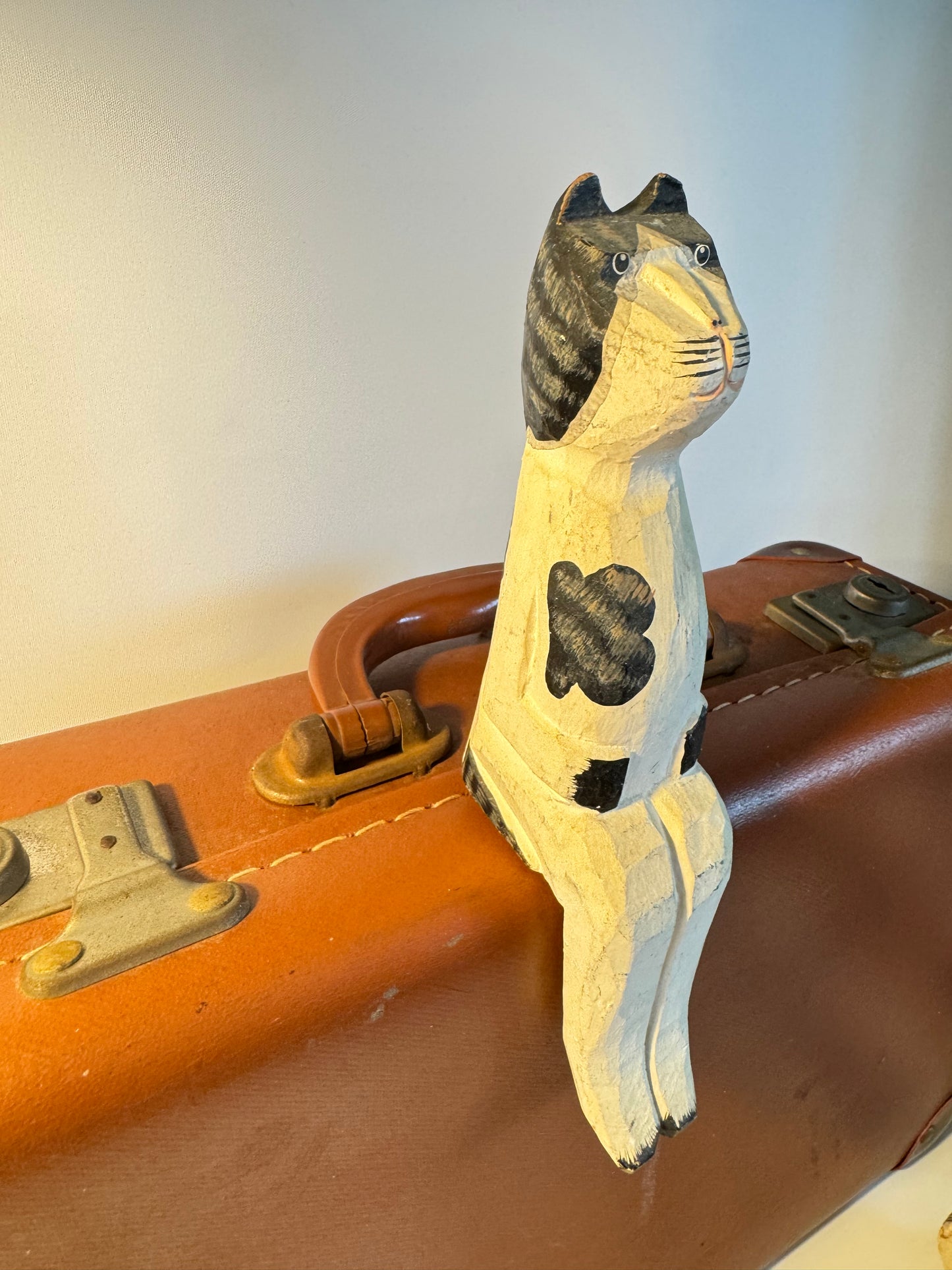 Hand Carved & Painted Shelf Sitter Animals | Folk Art | Vintage Retro Quirky | Cat Dog Cow Seal Rooster |