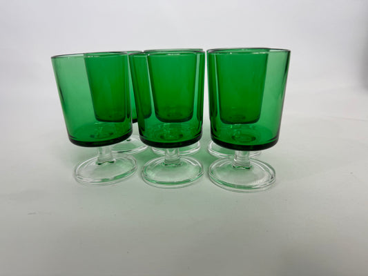 Small Green Luminarc Glasses. Barware | Wine Glass/ Apertivito glass | Vintage Retro