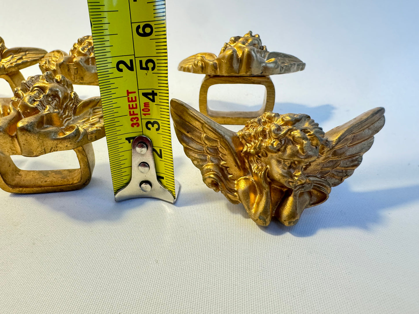 Gold Cherub Napkin Rings | Set of 6 | Vintage Retro Tableware | Dinner Party |