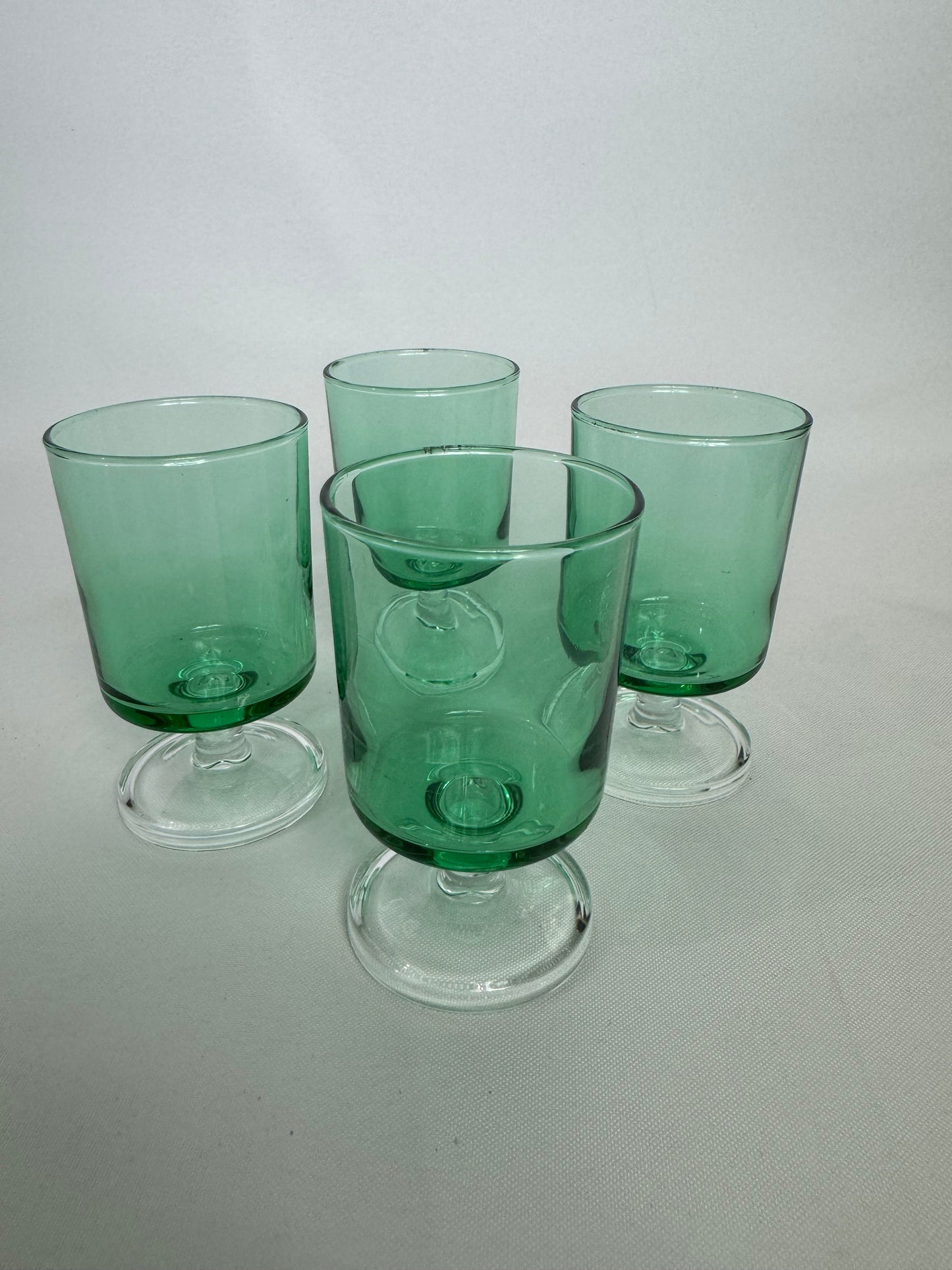 Small Green Luminarc Glasses. Barware | Wine Glass/ Apertivito glass | Vintage Retro