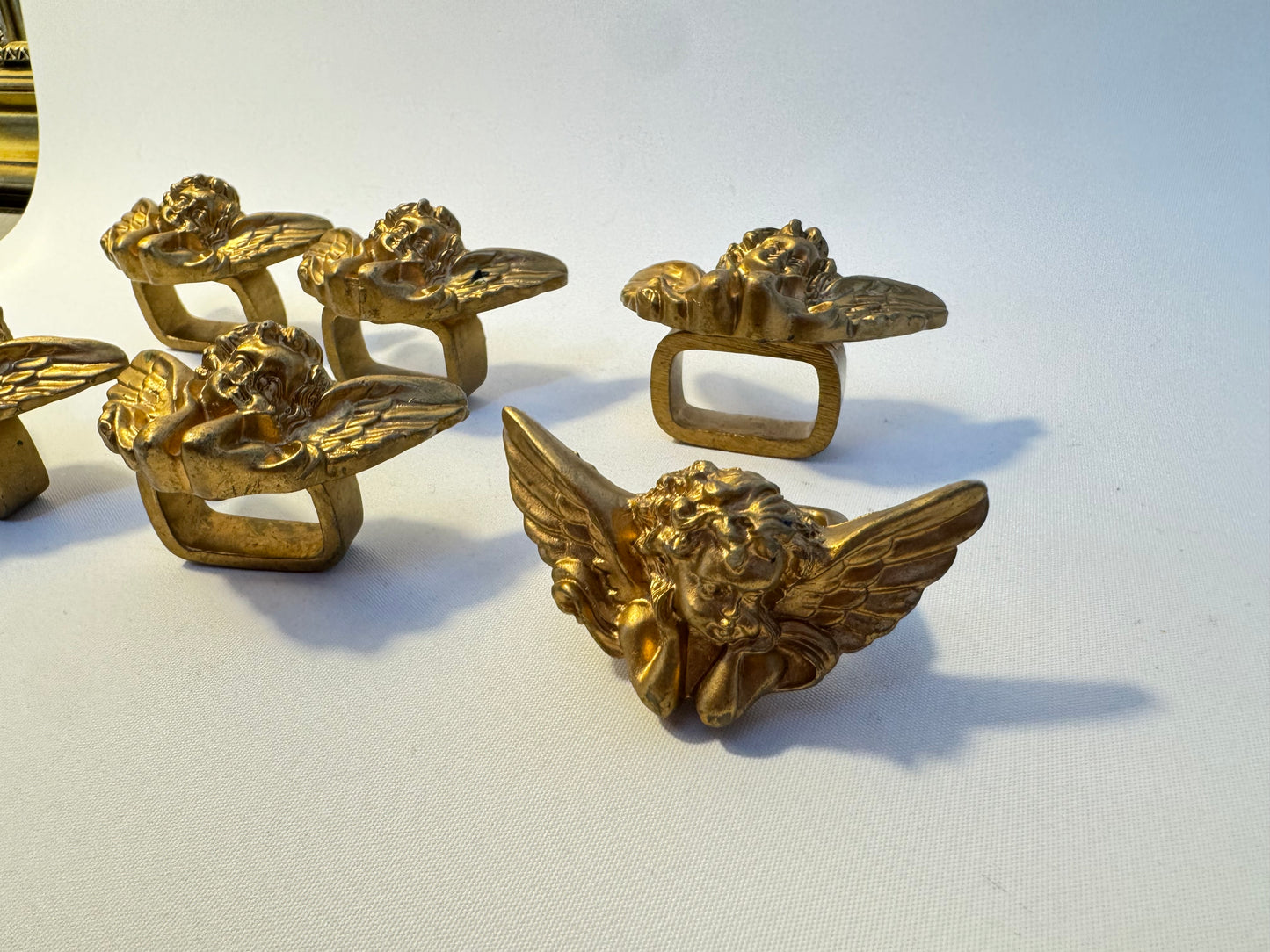 Gold Cherub Napkin Rings | Set of 6 | Vintage Retro Tableware | Dinner Party |