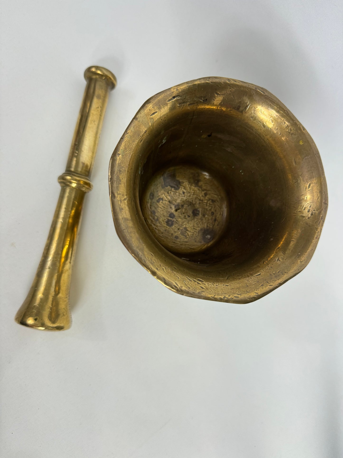 Solid Brass Antique Mortar & Pestle | 4KG | Vintage Kitchenware | Gold |