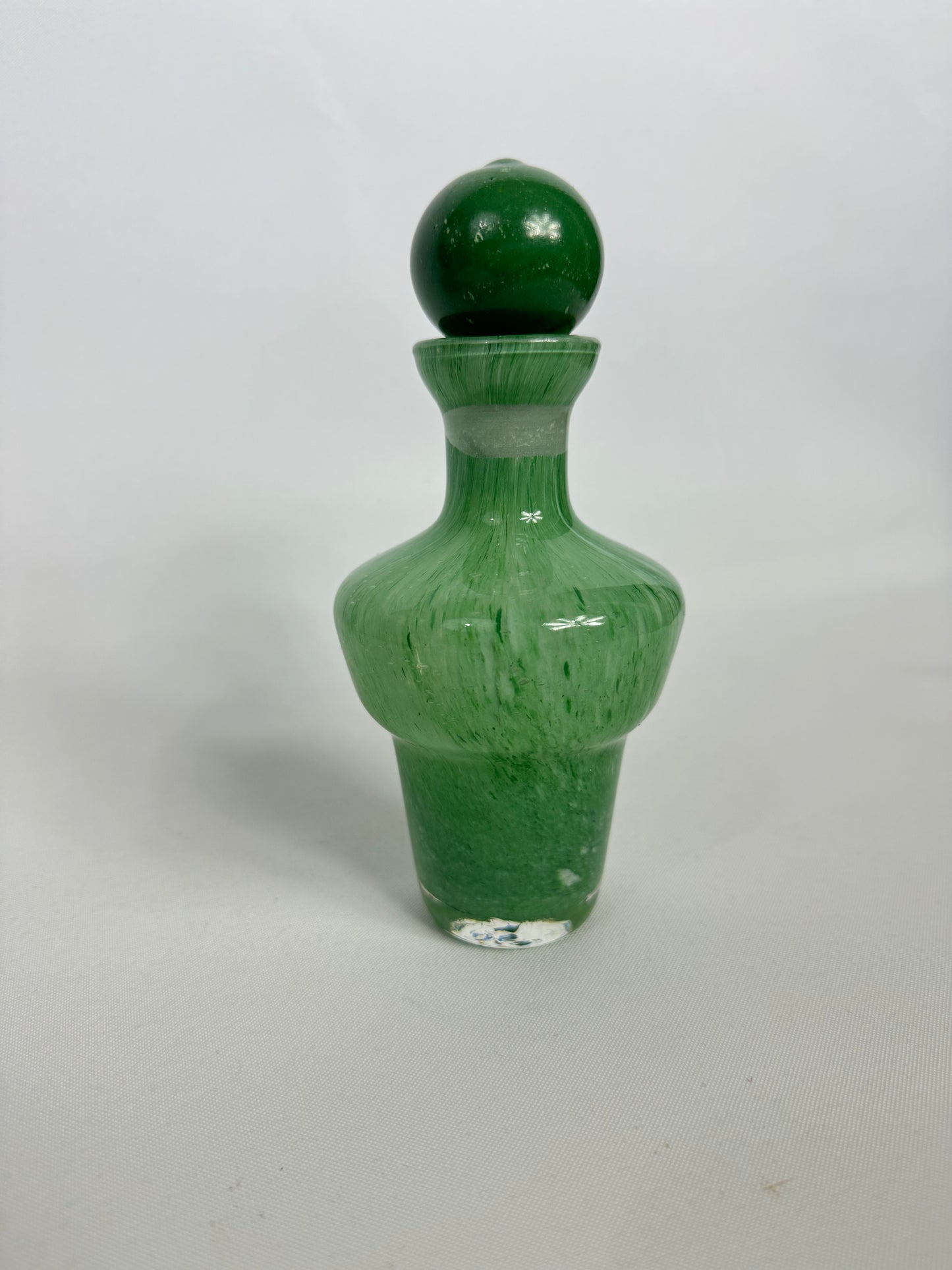 Green Glass Scent/ Perfume Bottle | Mini Decanter | Vintage Antique Retro | Unusual Quirky Unique