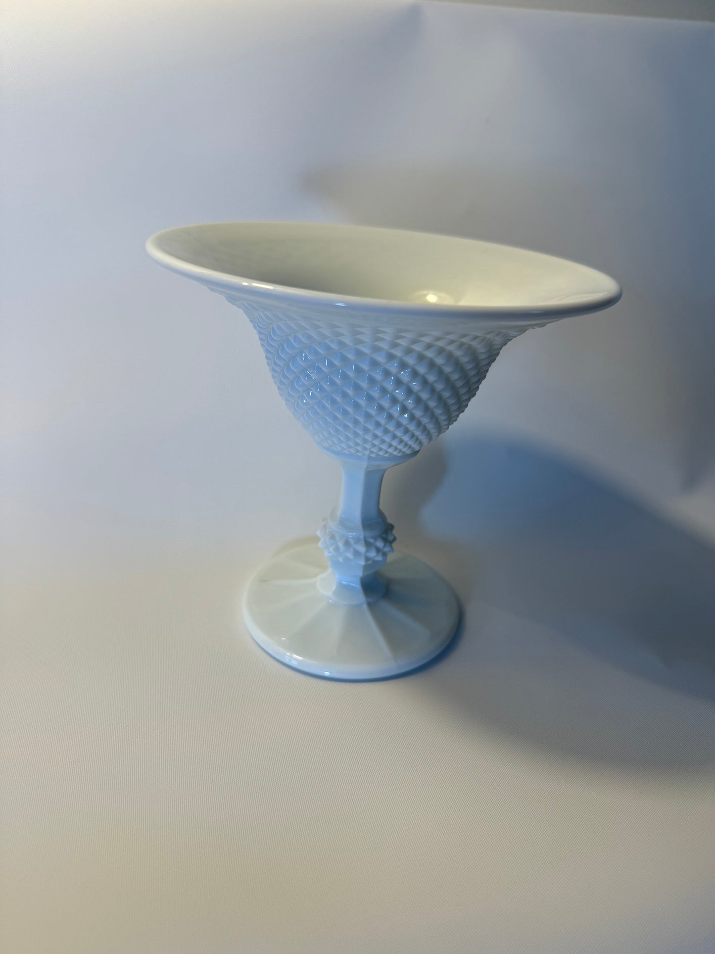 White Milk Glass Footed Bowl Candy Dish | Vintage Retro | Unique Rare |