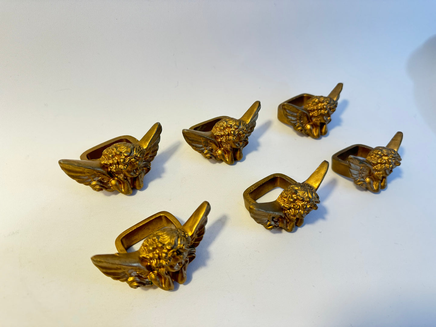 Gold Cherub Napkin Rings | Set of 6 | Vintage Retro Tableware | Dinner Party |