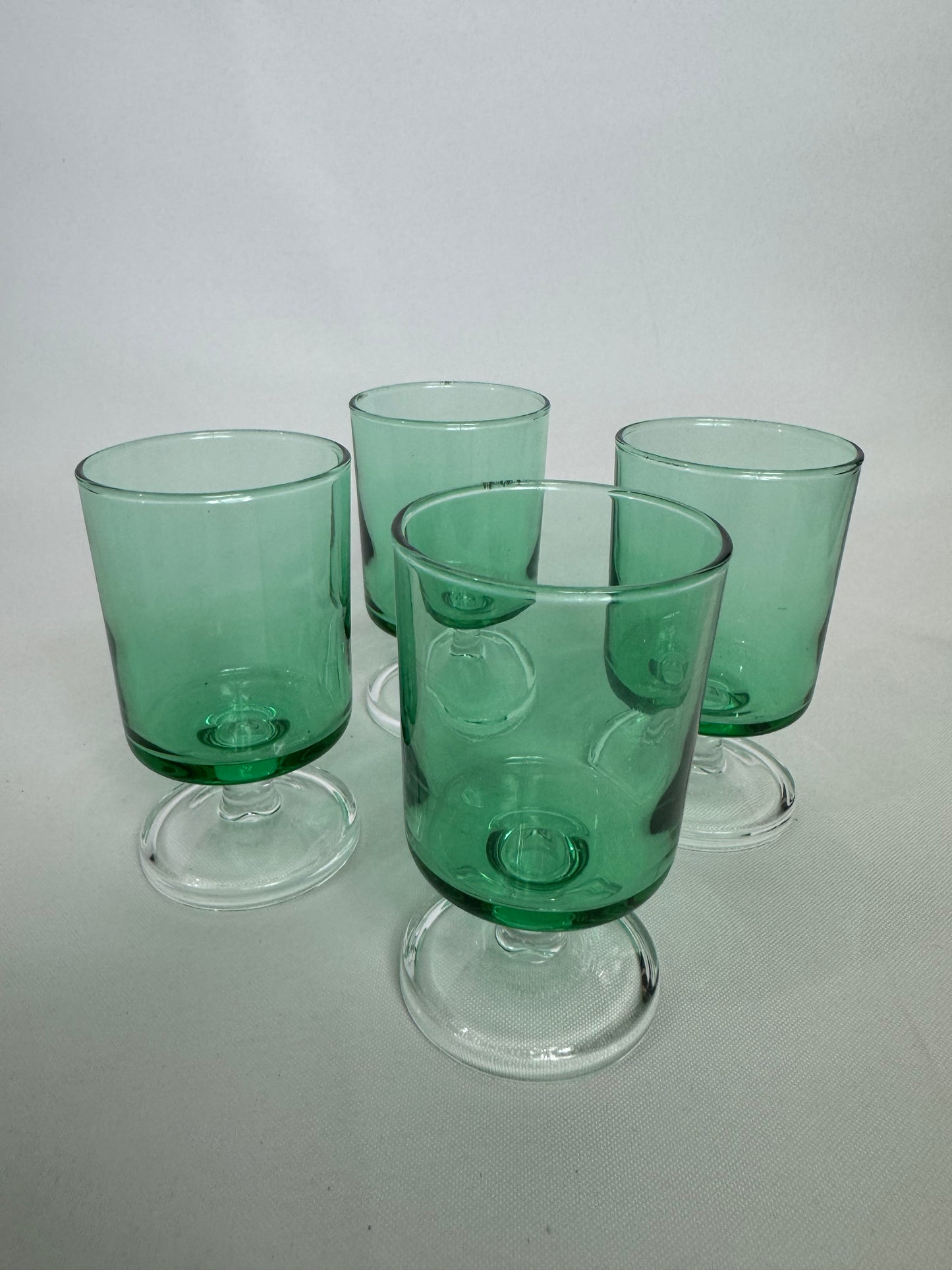 Small Green Luminarc Glasses. Barware | Wine Glass/ Apertivito glass | Vintage Retro