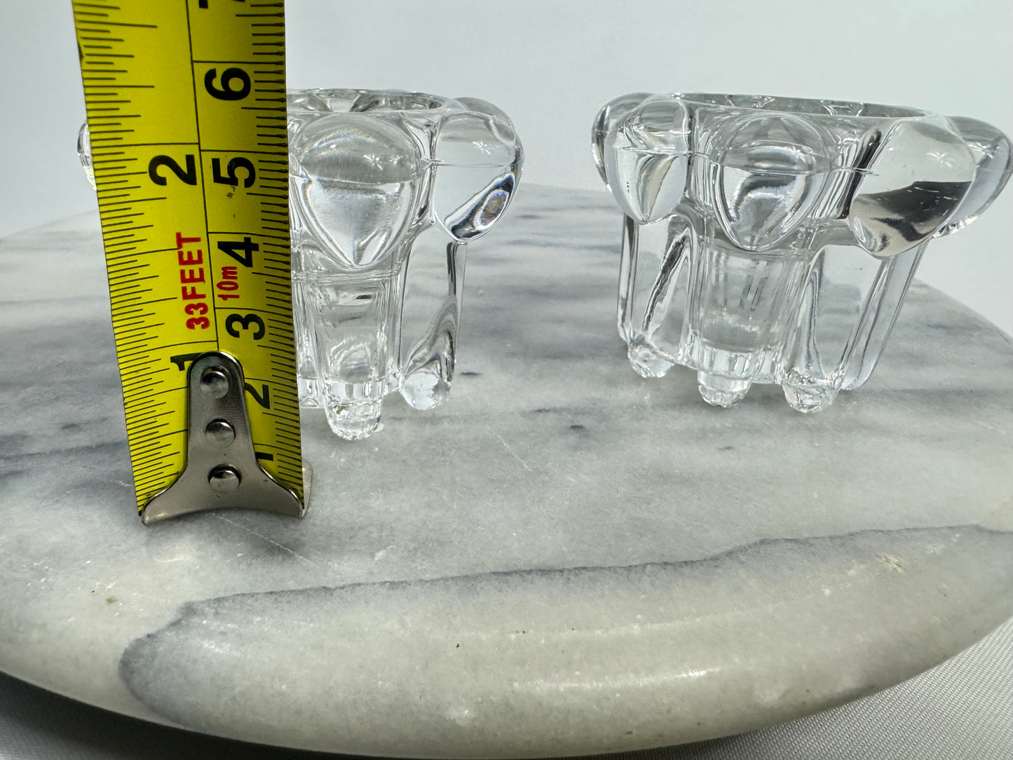 Reims Glass Bobble Candlestick Holders | Set of 2 | Vintage Retro | French Made in France |