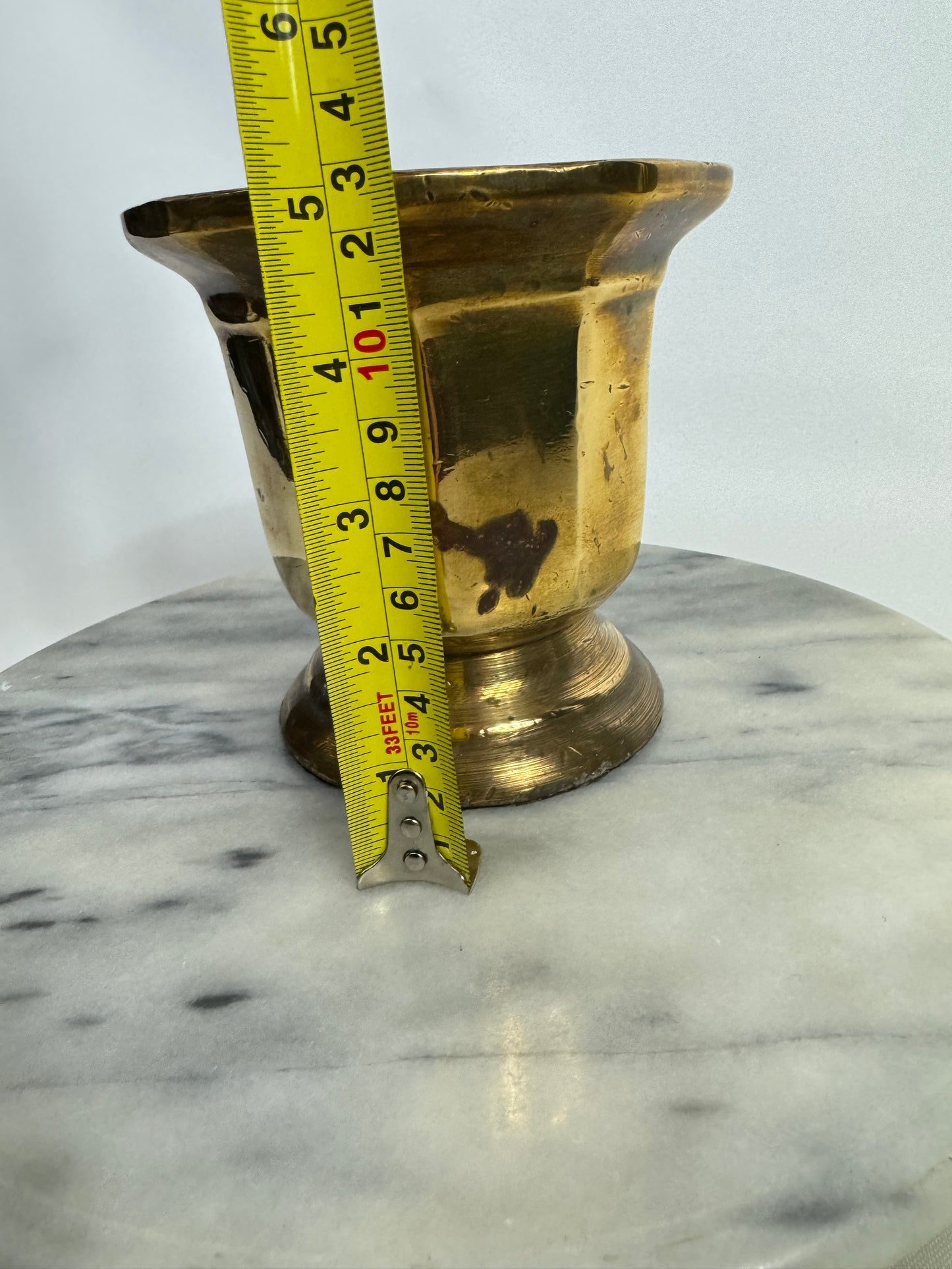 Solid Brass Antique Mortar & Pestle | 4KG | Vintage Kitchenware | Gold |