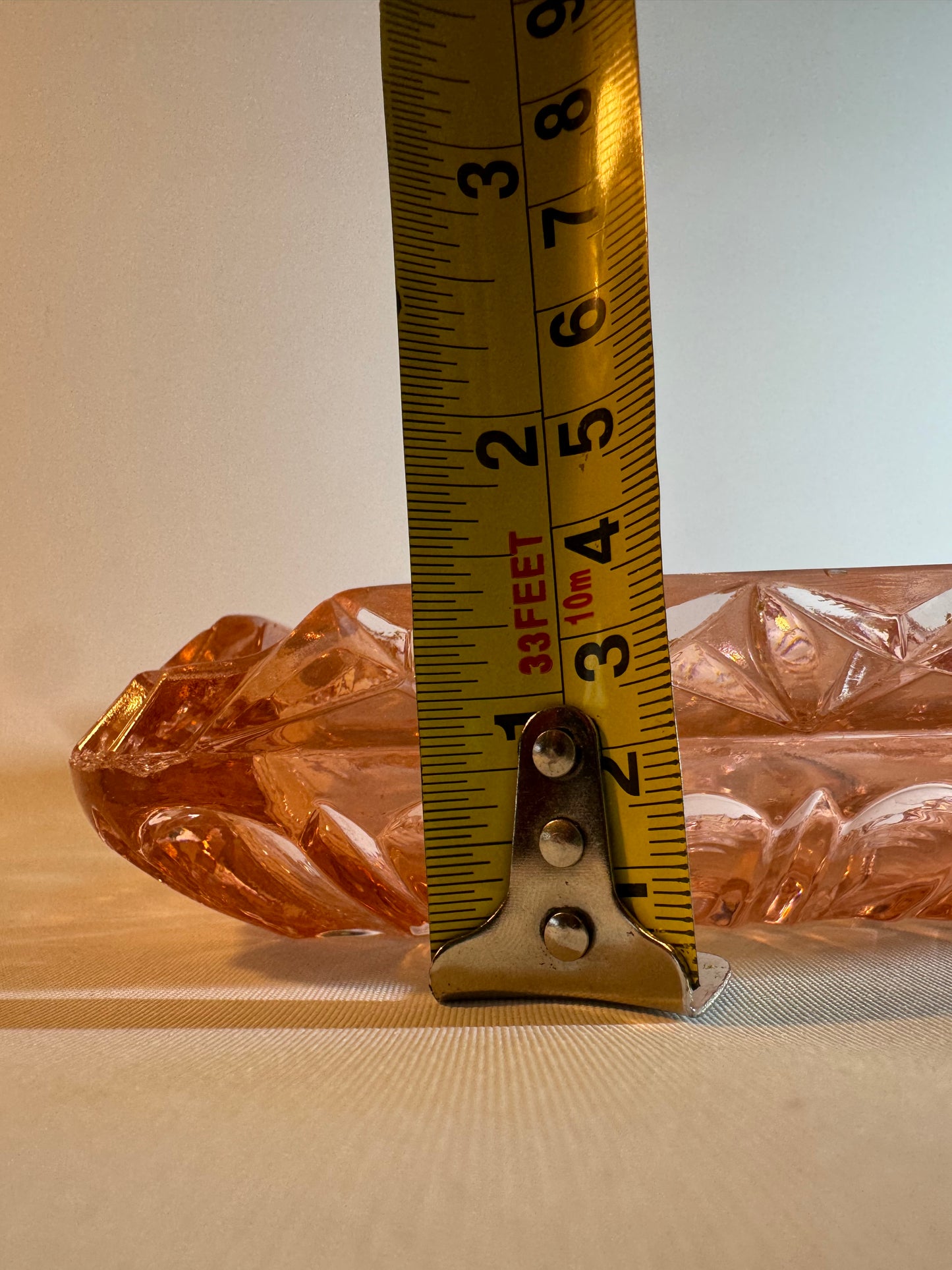 Thick Cut Glass Pink Ashtray | Vintage Retro | Bar | Smoking |