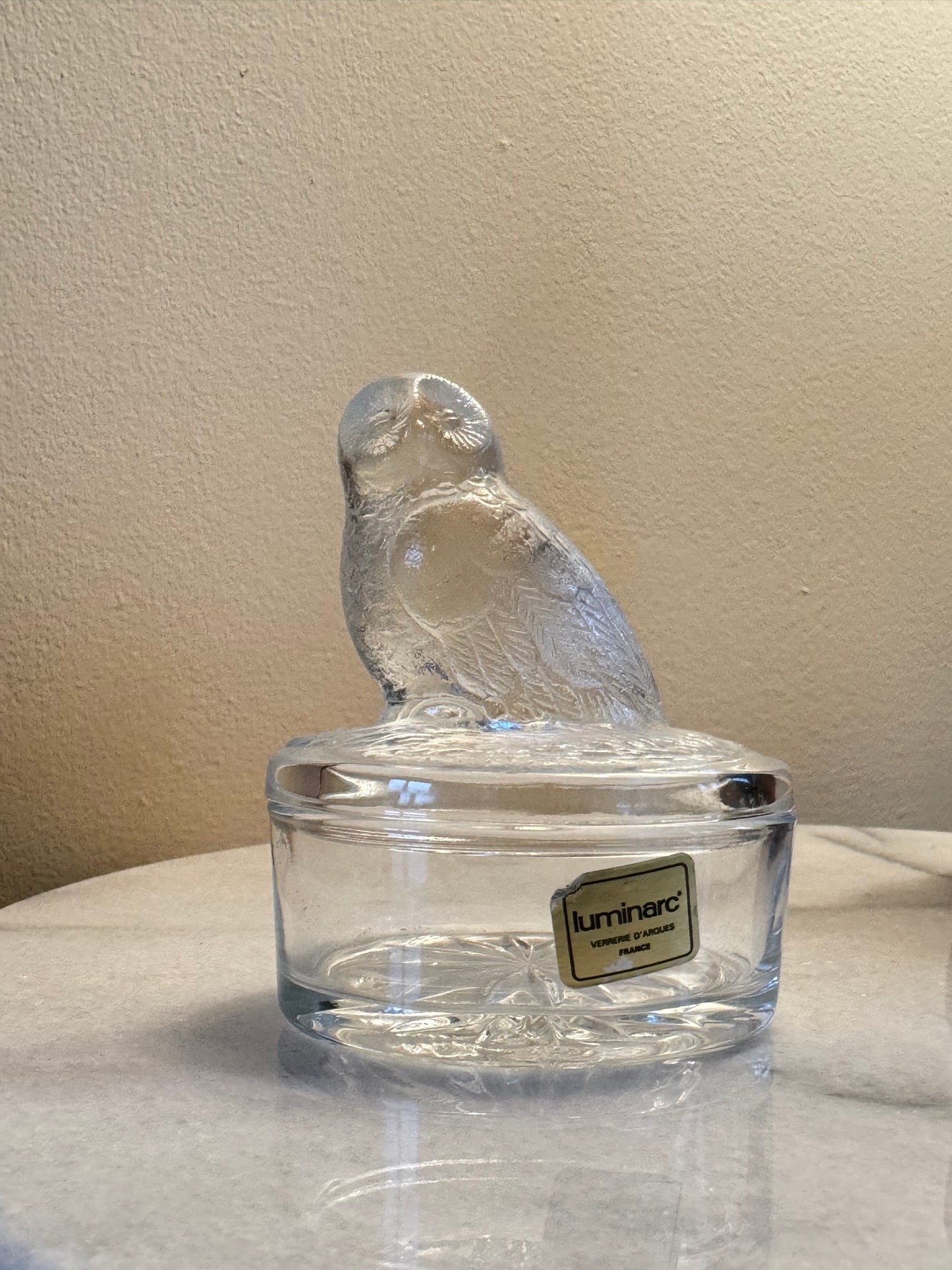 Luminarc France Owl Trinket Pot | Decorative Glass | Made in France | Vintage Retro