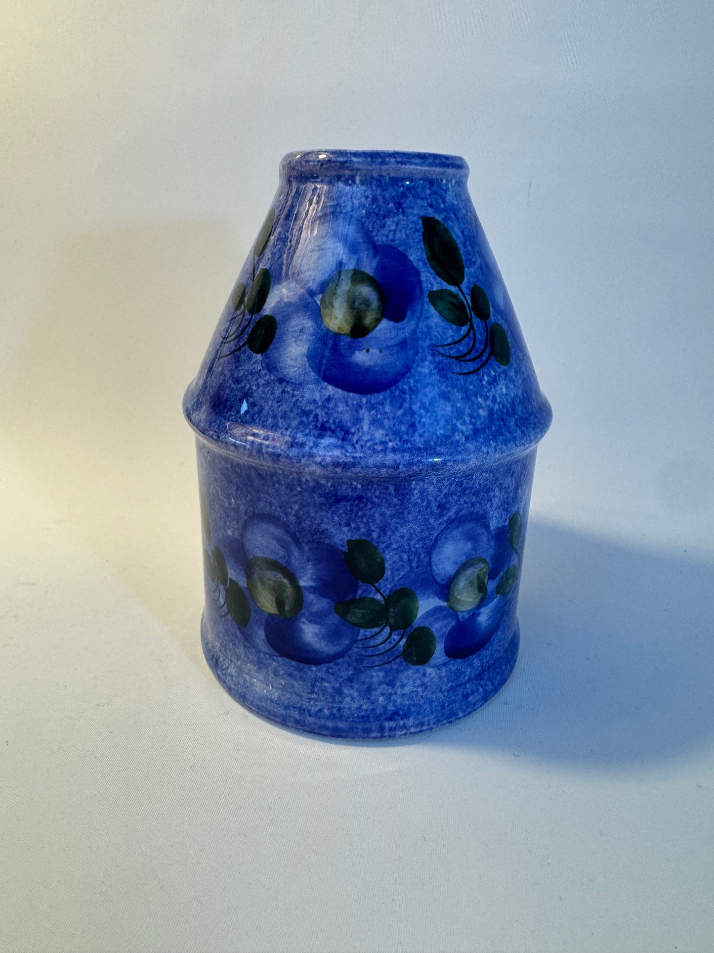 Ceramic Blue Handpainted Tealight Candle Holder | Votive | Blue Floral | Holy Cross Religious |