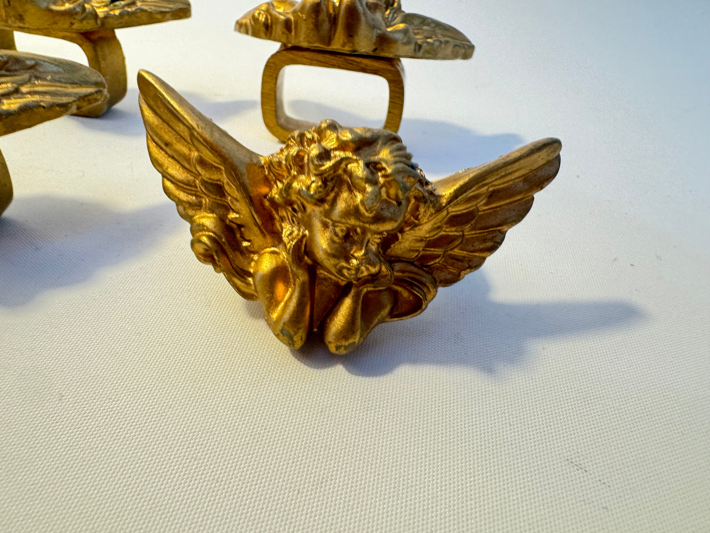 Gold Cherub Napkin Rings | Set of 6 | Vintage Retro Tableware | Dinner Party |