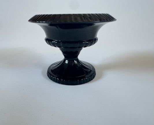 Black Amethyst Style Glass Pedestal Plant Base | Vase/Footed Bowl | Vintage Retro |