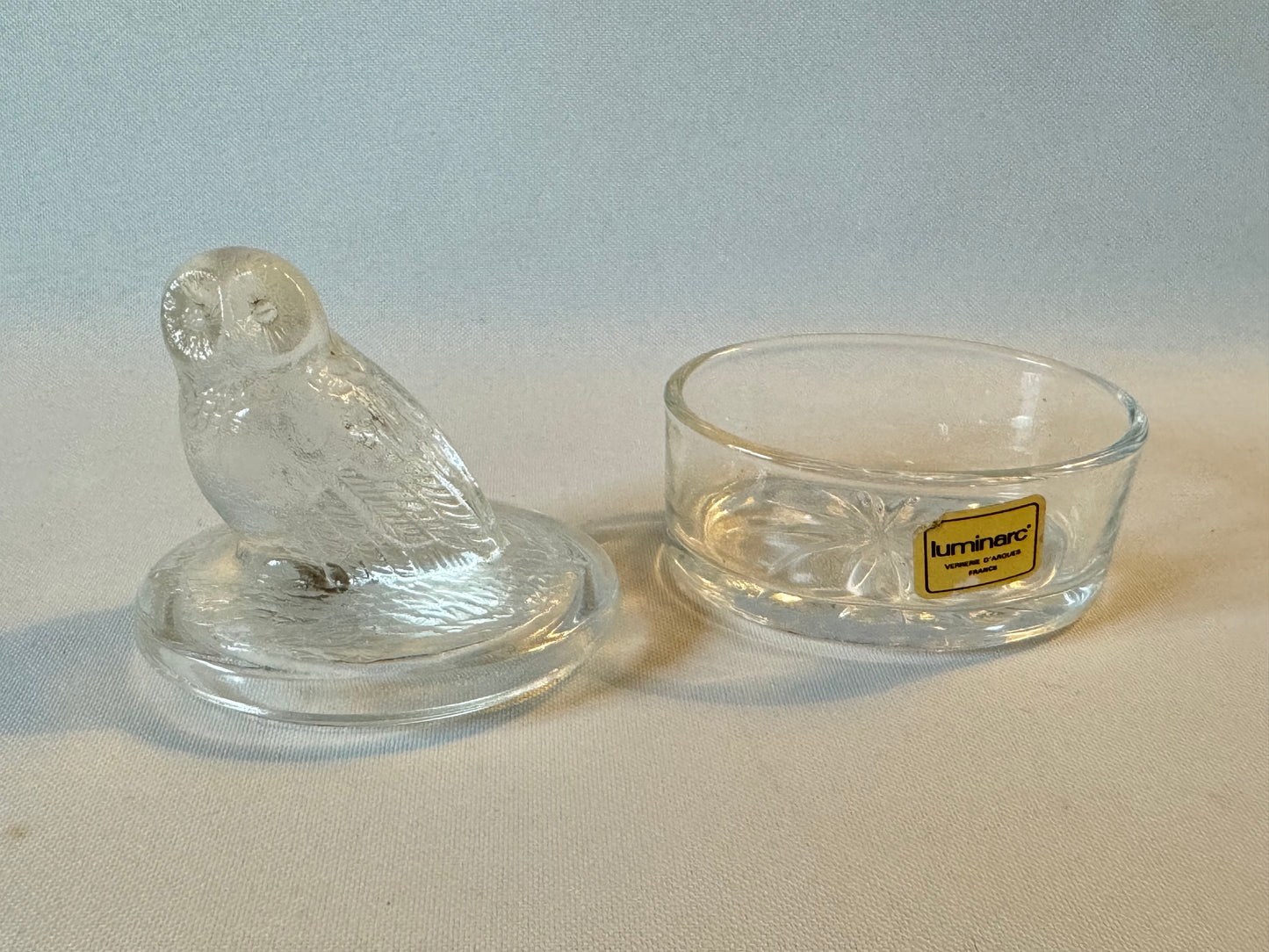 Luminarc France Owl Trinket Pot | Decorative Glass | Made in France | Vintage Retro