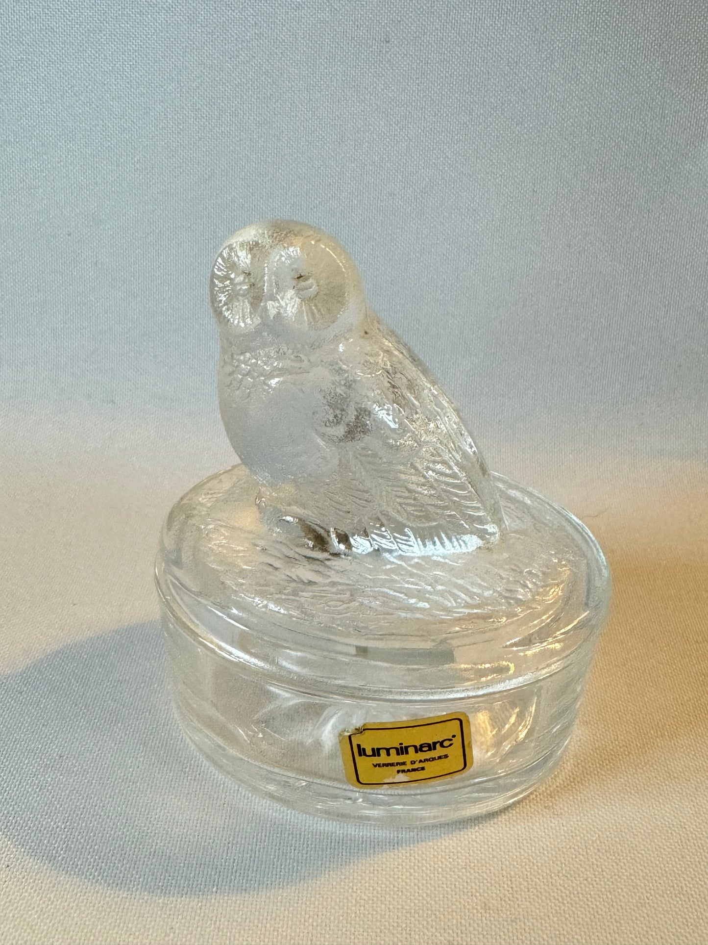 Luminarc France Owl Trinket Pot | Decorative Glass | Made in France | Vintage Retro