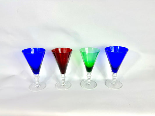 William Yeoward Coloured Crystal Wine Glasses | Set of 4 | Vintage Retro Style |