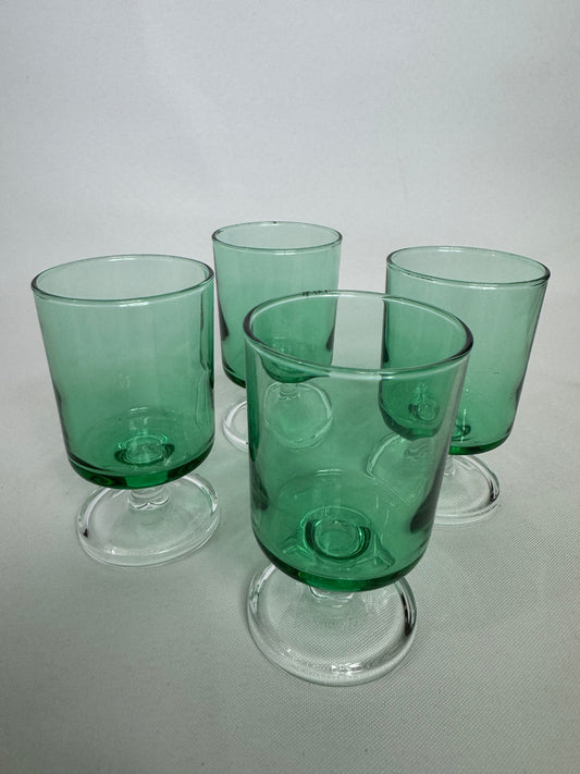 Small Green Luminarc Glasses. Barware | Wine Glass/ Apertivito glass | Vintage Retro