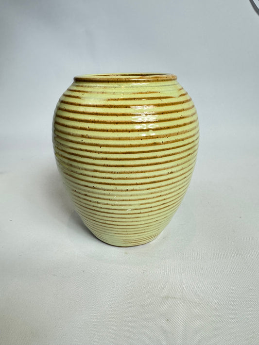 Burton Studio Pottery Round Vase | Striped | Vintage Retro | MCM Mid Century |