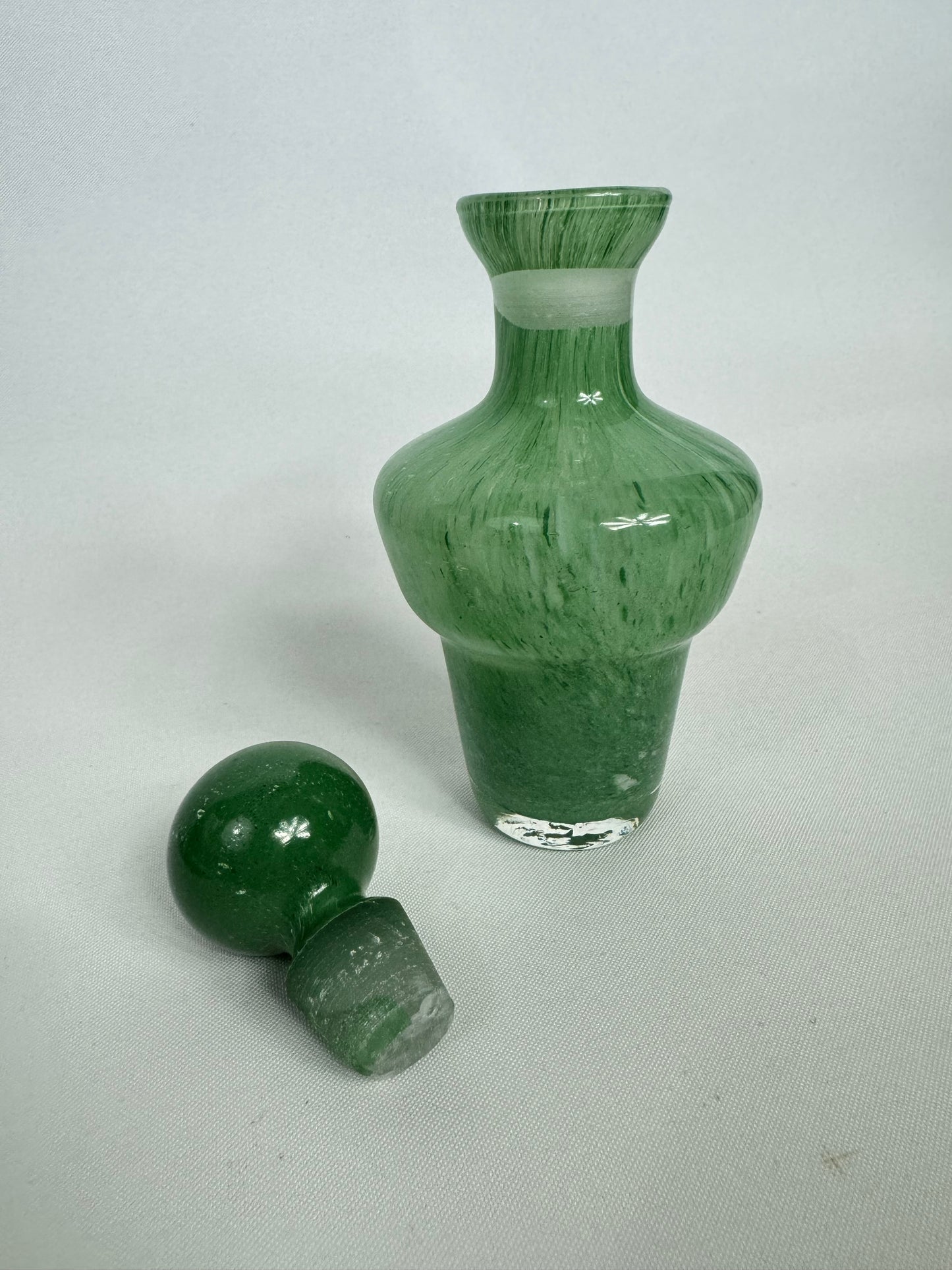 Green Glass Scent/ Perfume Bottle | Mini Decanter | Vintage Antique Retro | Unusual Quirky Unique