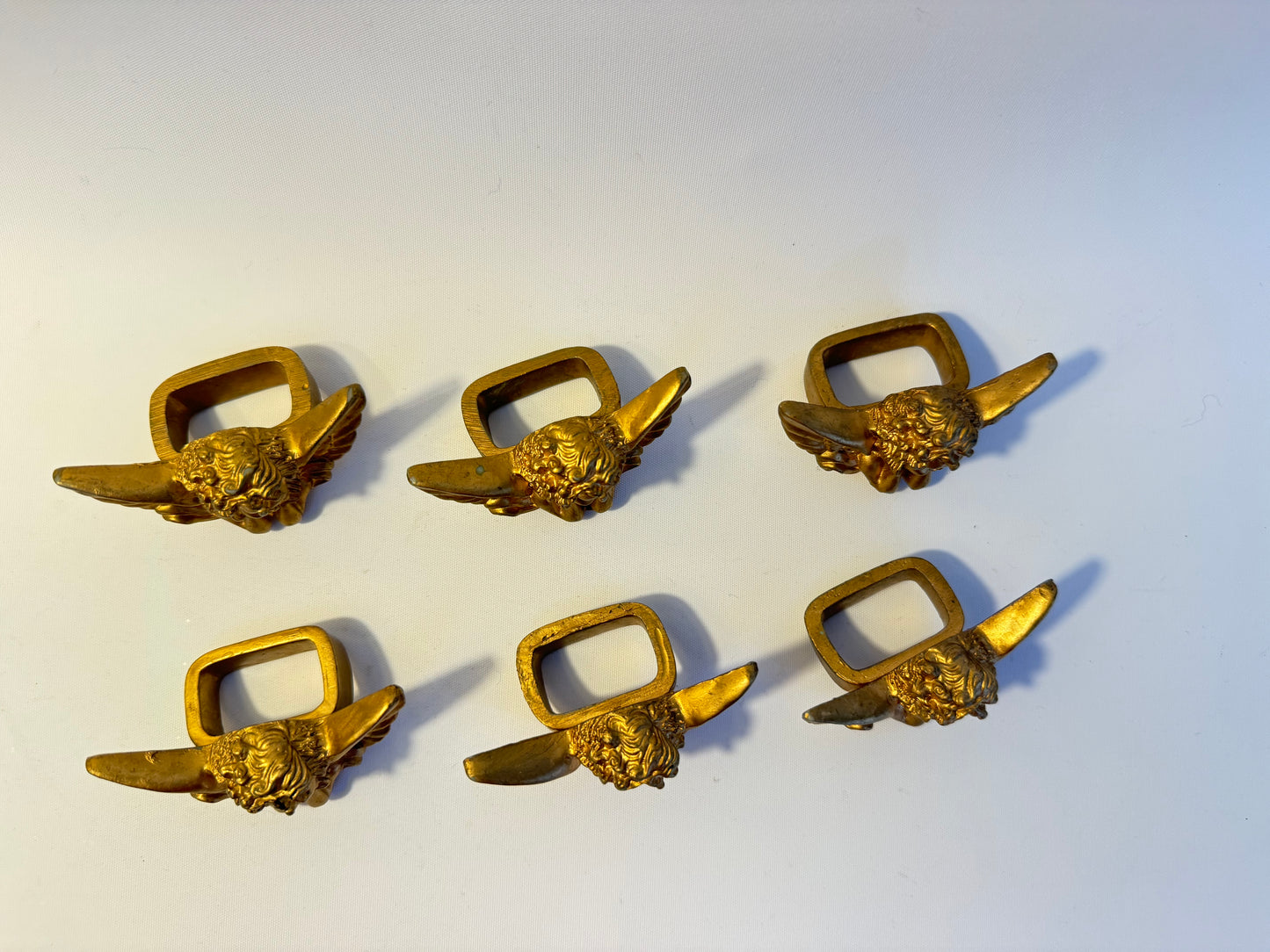 Gold Cherub Napkin Rings | Set of 6 | Vintage Retro Tableware | Dinner Party |