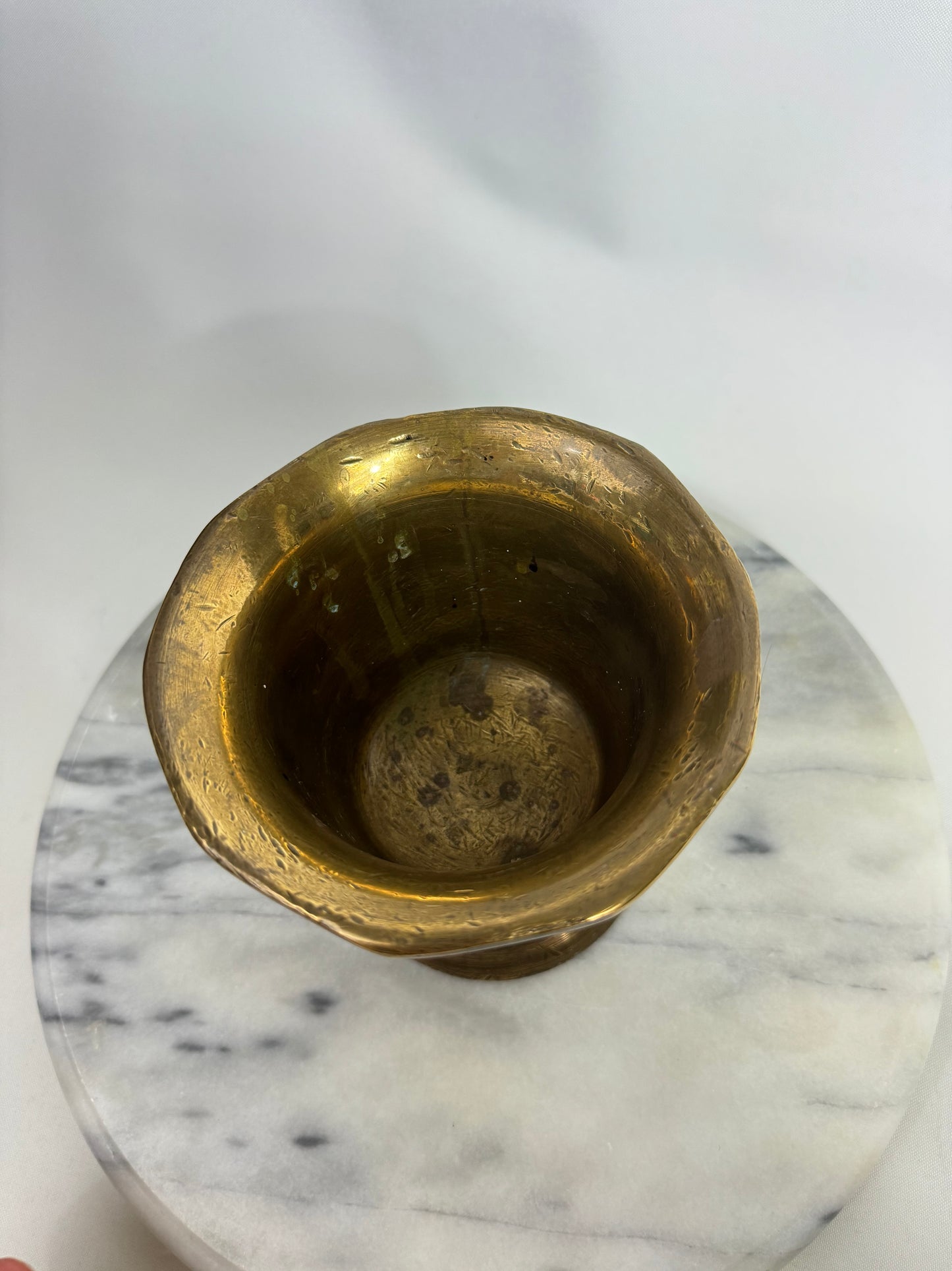 Solid Brass Antique Mortar & Pestle | 4KG | Vintage Kitchenware | Gold |