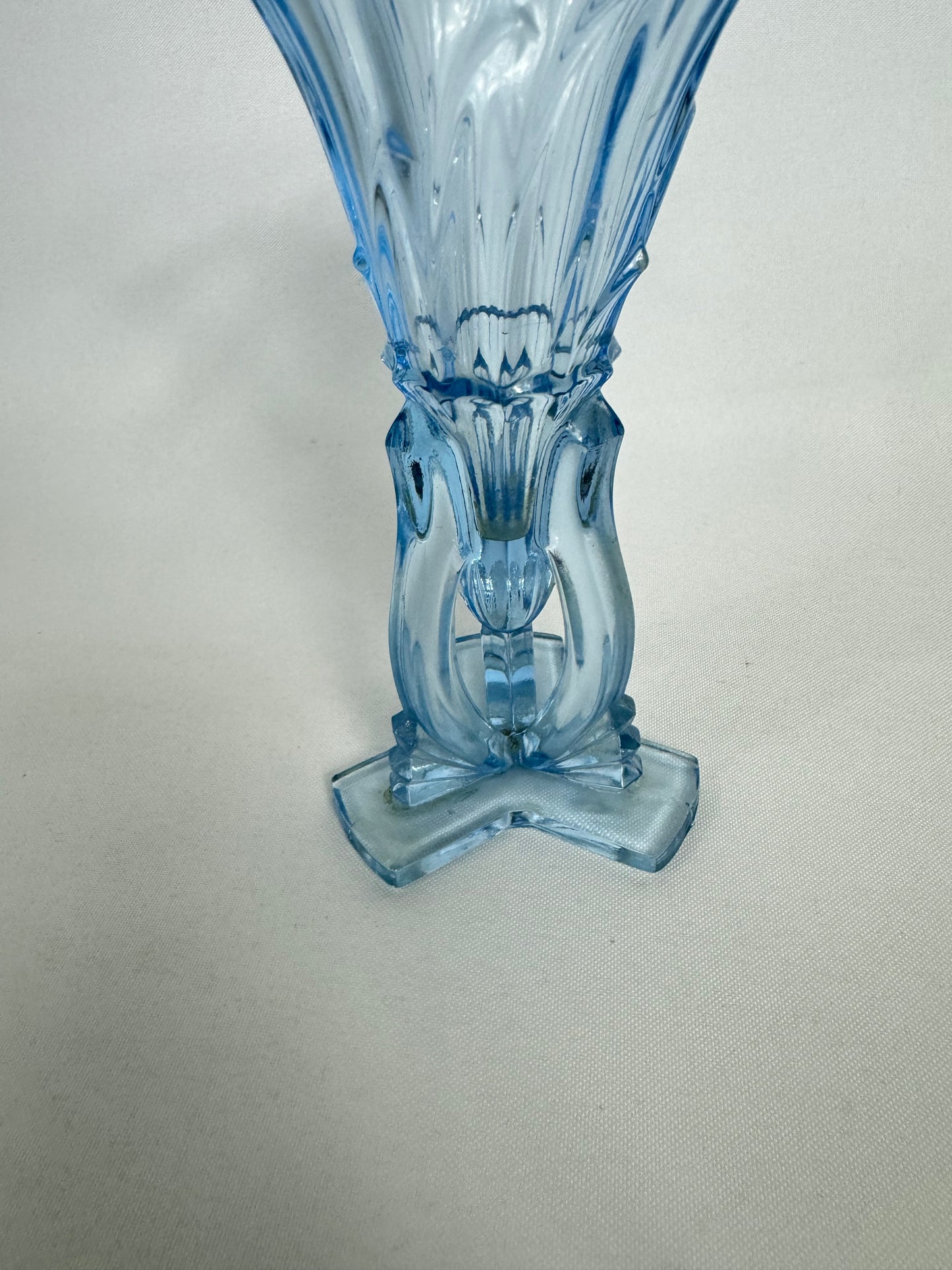 Light Blue Art Deco Glass Vase | Vintage Retro | Unusual Unique Quirky |