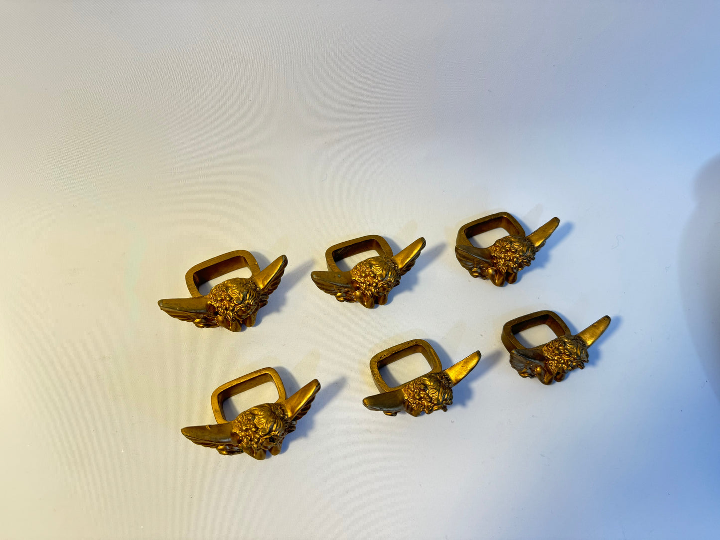 Gold Cherub Napkin Rings | Set of 6 | Vintage Retro Tableware | Dinner Party |