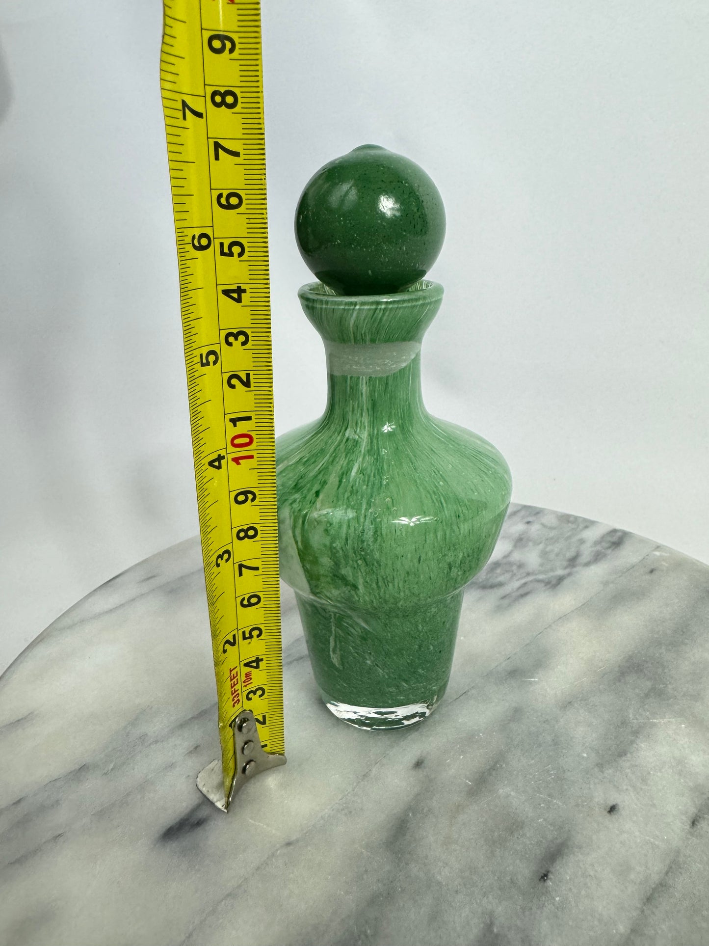 Green Glass Scent/ Perfume Bottle | Mini Decanter | Vintage Antique Retro | Unusual Quirky Unique