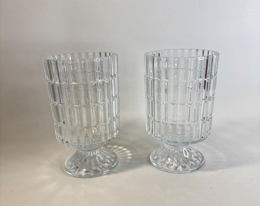 Pair of Retro Clear Footed Vases