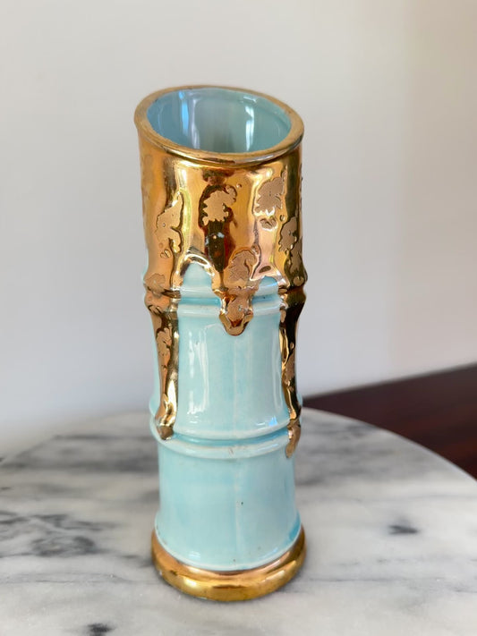 Weeping Gold & Blue Bamboo Vase